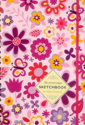 Sketchbook: Pink Flowers: 128-Page Unlined Pages Sketchbook: Pink Flowers: 128-Page Unlined Pages