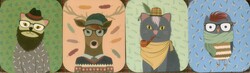 Pocket Note Set of 4 Mini-Pads: Hipster Animals Pocket Note Set of 4 Mini-Pads: Hipster Animals
