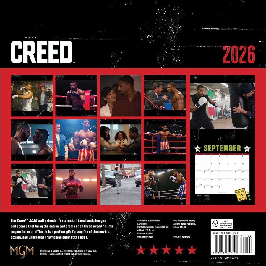 Creed 2026 Wall Calendar Book Summary Video Official Publisher Creed 2026 Wall Calendar Xlg Back