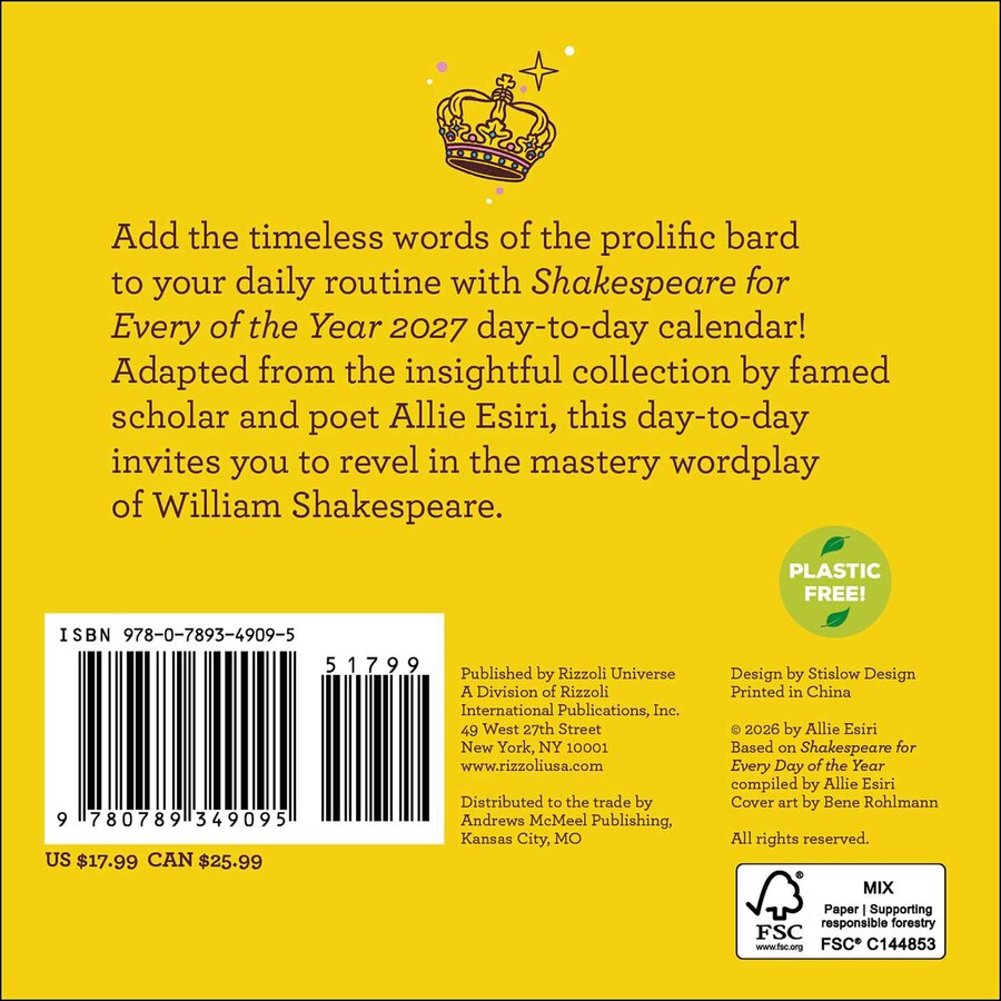 Shakespeare for Every Day of the Year 2027 Day-to-Day Calendar