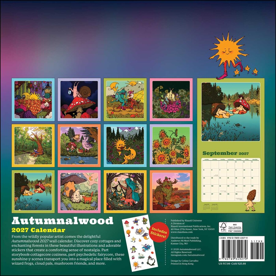 Autumnalwood 2027 Wall Calendar with Stickers