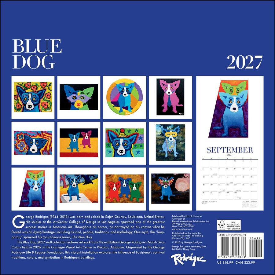 Blue Dog 2027 Wall Calendar