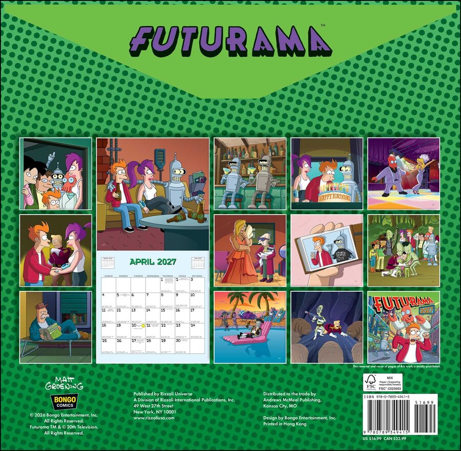 Futurama 2027 Wall Calendar