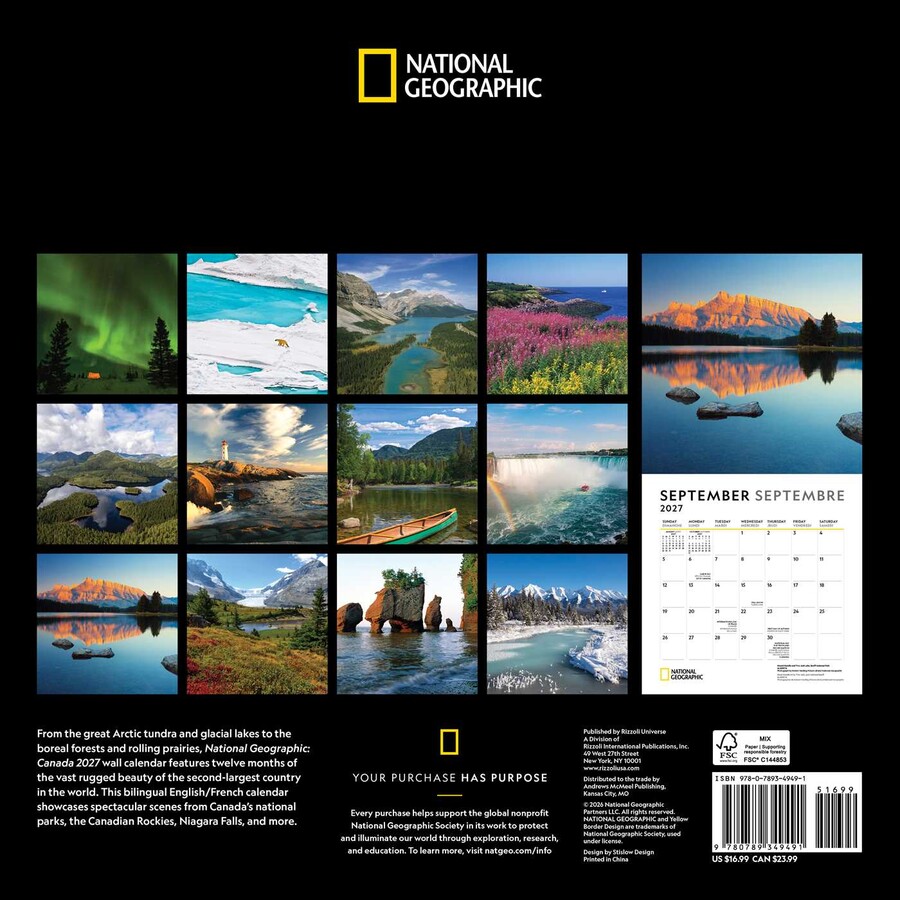 National Geographic: Canada 2027 Wall Calendar
