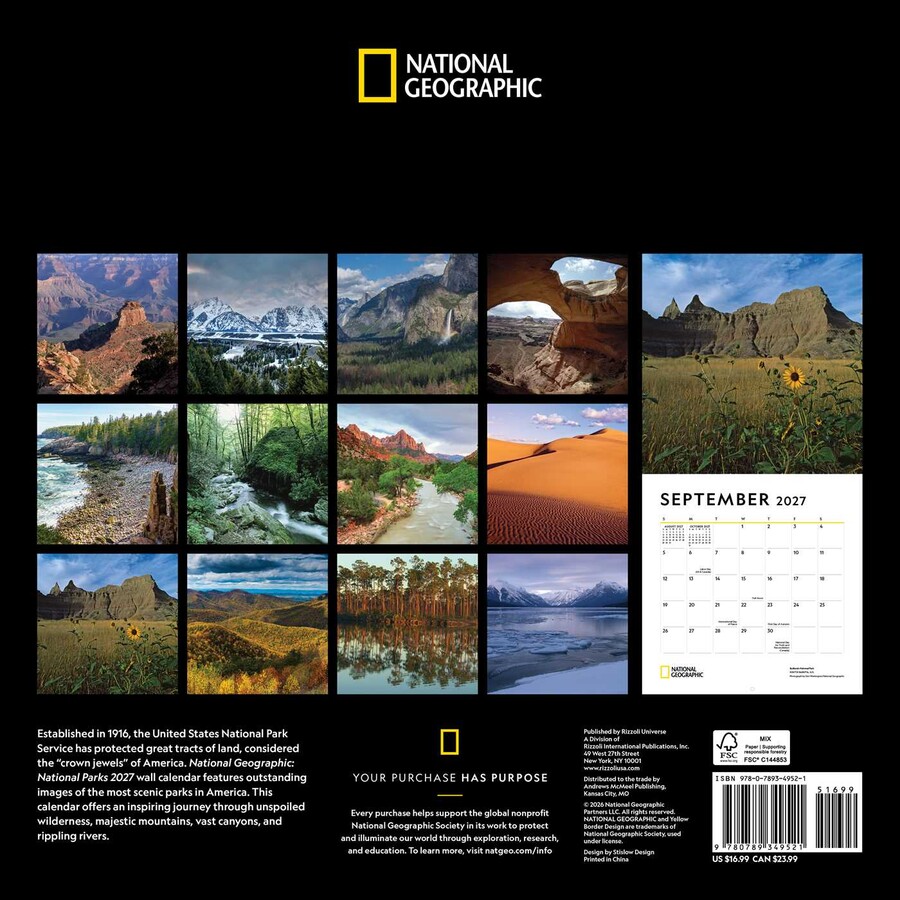 National Geographic: National Parks 2027 Wall Calendar