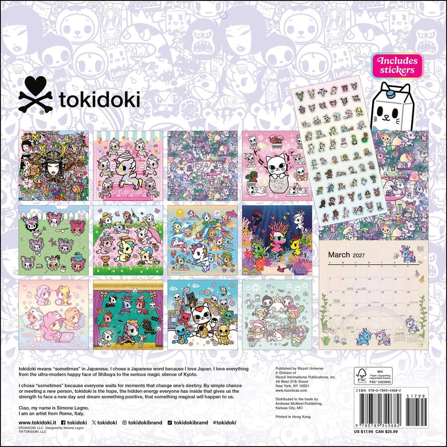 tokidoki 2027 Wall Calendar (Includes Stickers)