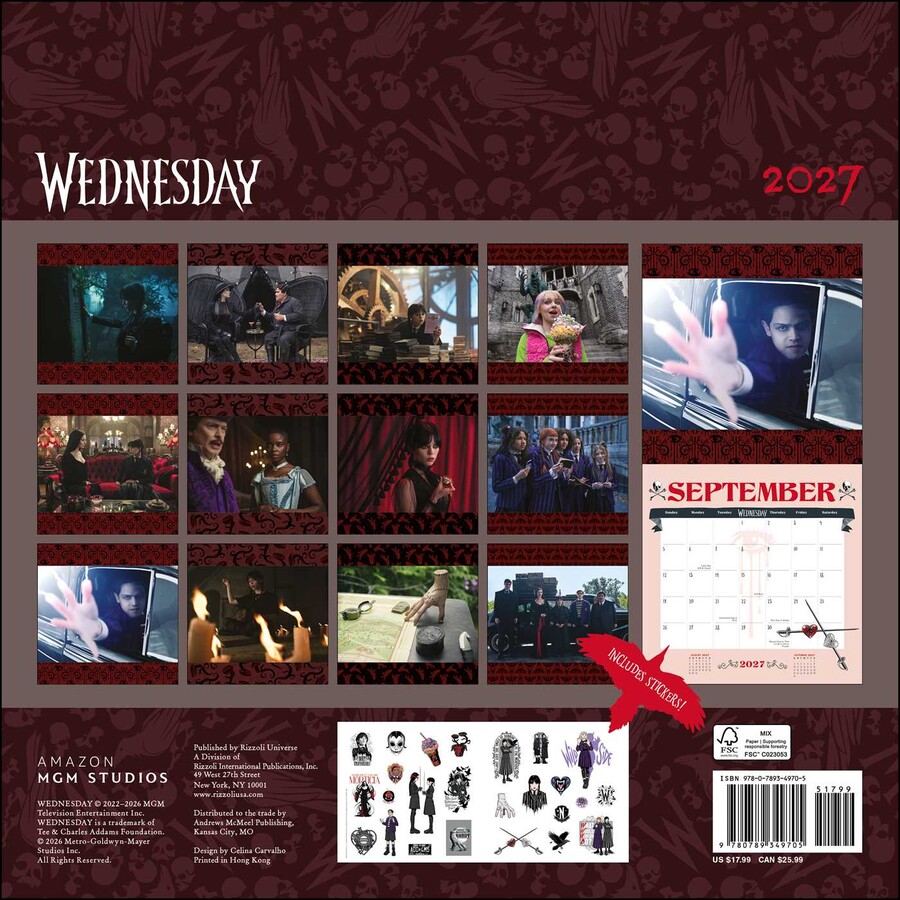Wednesday 2027 Wall Calendar (Includes Stickers)