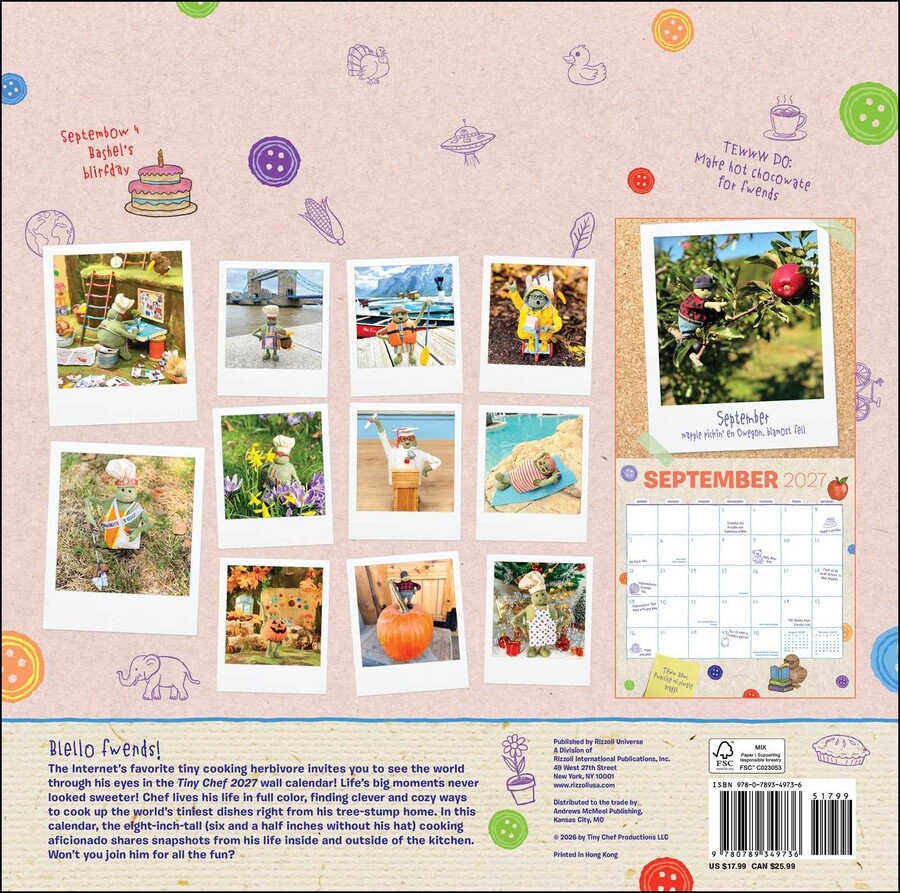 Tiny Chef 2027 Wall Calendar with Bonus Stickers