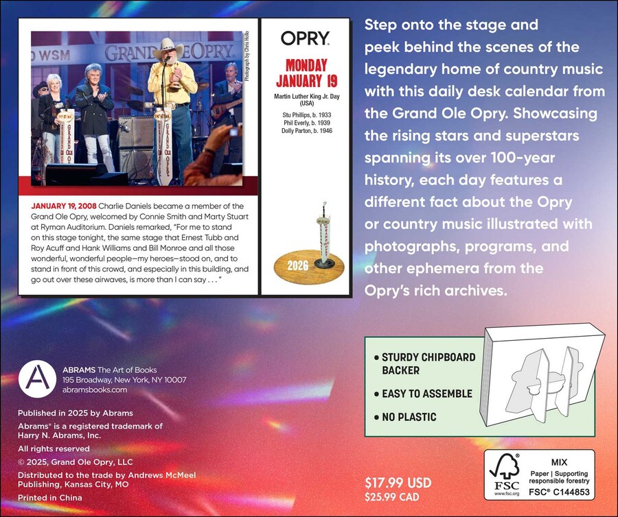 Grand Ole Opry 2026 Day-to-Day Calendar - Book Summary &amp; Video ...