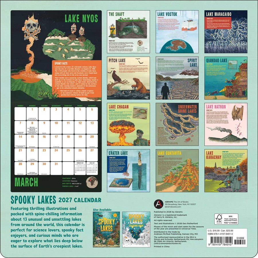 Spooky Lakes 2027 Wall Calendar