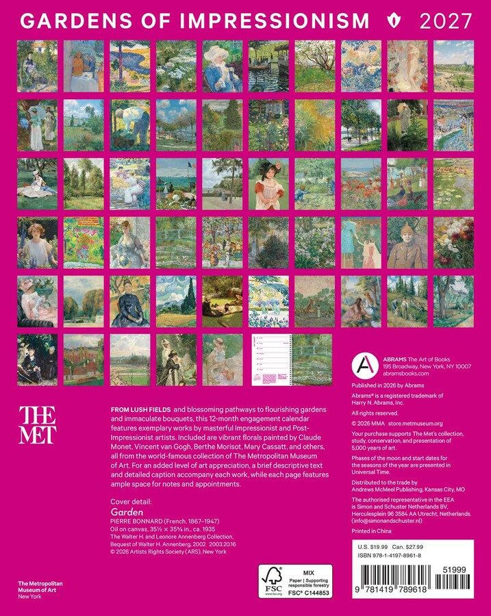 Gardens of Impressionism 12-Month 2027 Engagement Calendar