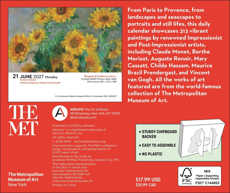 Impressionism and Post-Impressionism 2027 Day-to-Day Calendar