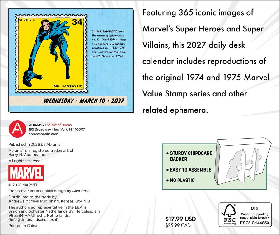 Marvel Value Stamps 2027 Day-to-Day Calendar