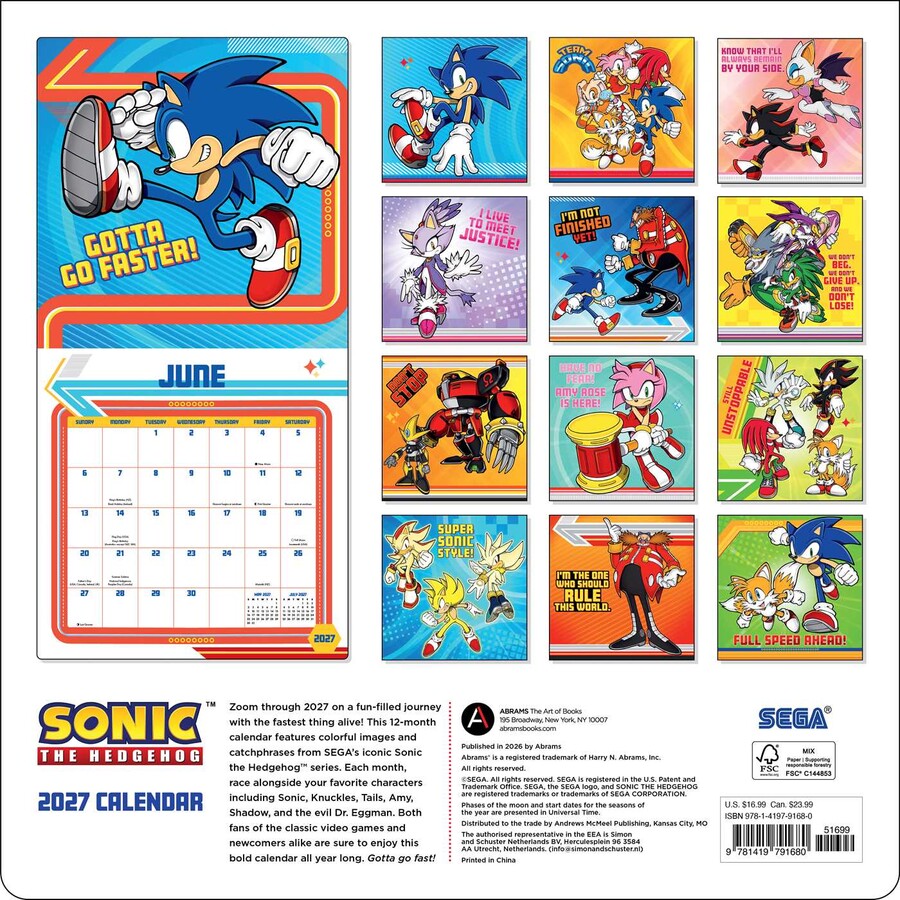 Sonic the Hedgehog 2027 Wall Calendar