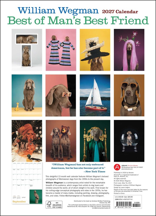 William Wegman Best of Man's Best Friend 2027 Wall Calendar