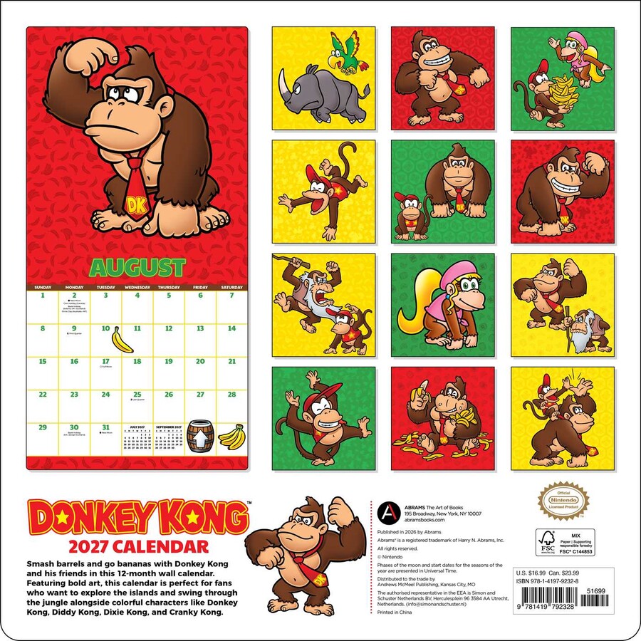 Donkey Kong 2027 Wall Calendar
