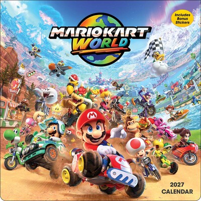 Mario Kart World 2027 Wall Calendar with Bonus Stickers - Book