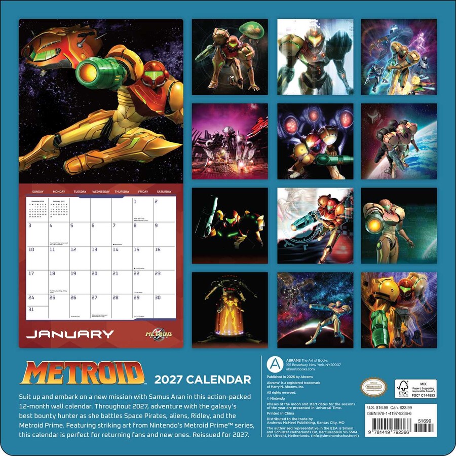 Metroid 2027 Wall Calendar