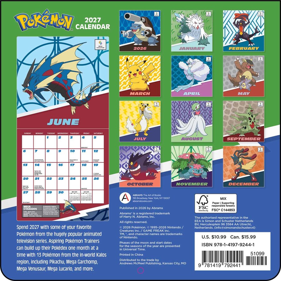 Pokémon 2027 Mini Wall Calendar