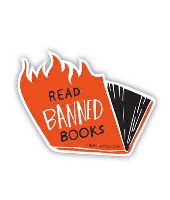 Banned Books (flames) Sticker (Pack of 6) Banned Books (flames) Sticker (Pack of 6)