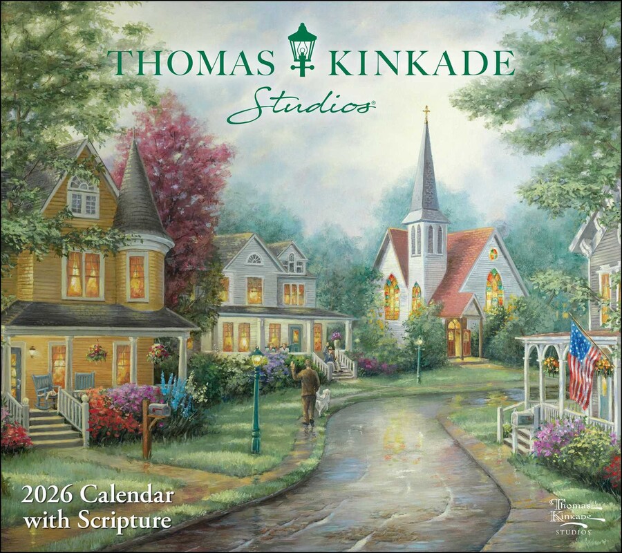 Thomas Kinkade Studios 2026 Deluxe Wall Calendar with Scripture Book