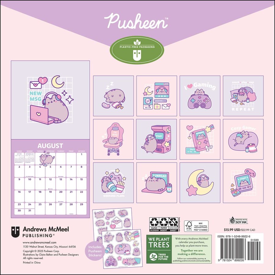 Pusheen 2026 Wall Calendar Book Summary & Video Official Publisher