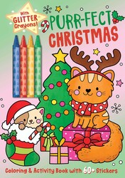 Purr-fect Christmas Coloring & Activity Book with 60+ Stickers and Glitter Crayons
