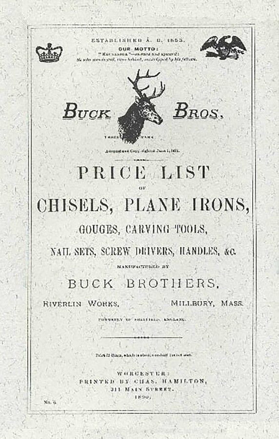 Buck Brothers Price List of Chisels, Plane Irons, Gouges, Carving Tools, Nail Sets, Screw Drivers, Handles, & c.