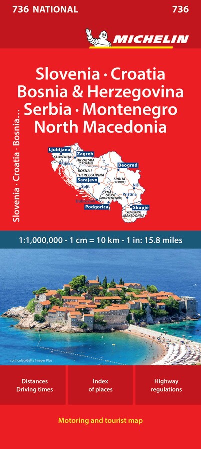 Michelin Slovenia Croatia Bosnia-Herzegovina Yugoslavia Former Yug. of Macedonia Map 736