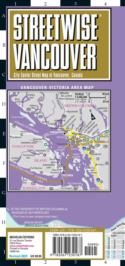 Streetwise Vancouver Map - Laminated City Center Street Map of Vancouver, Canada