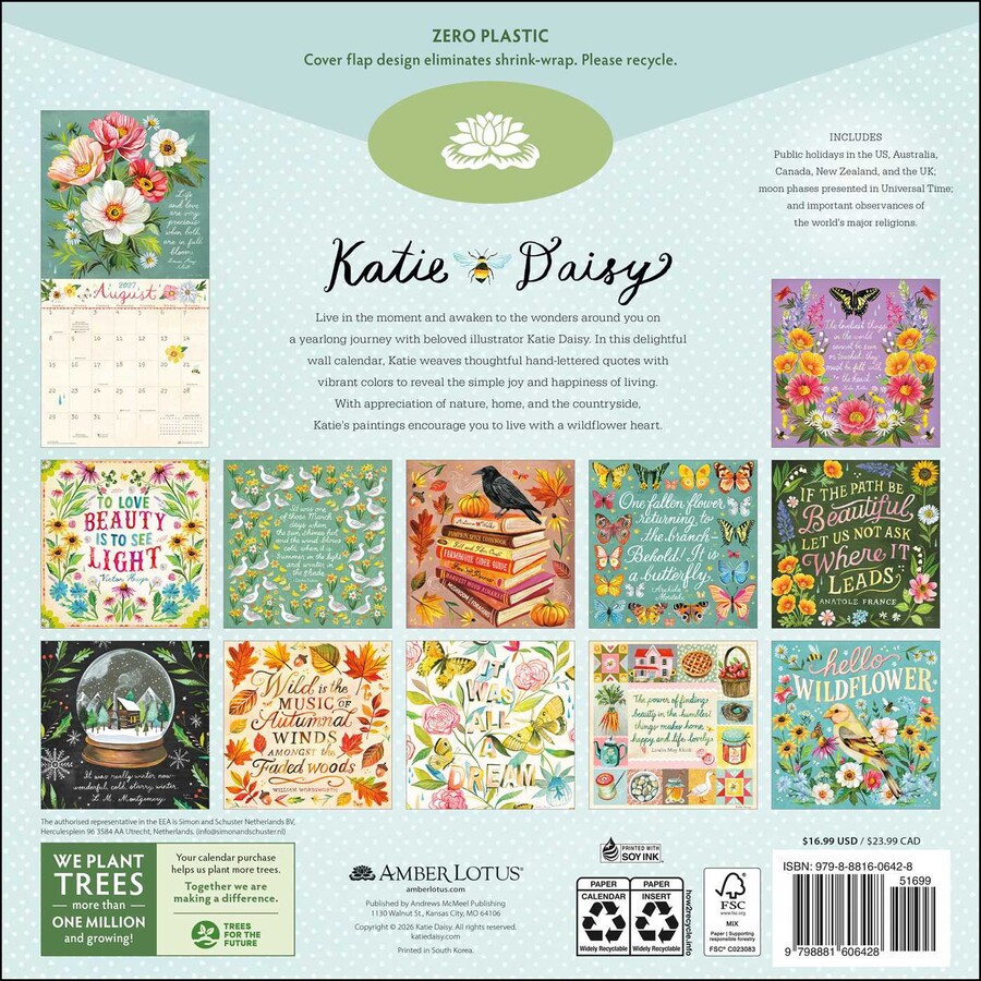 Katie Daisy 2027 Wall Calendar