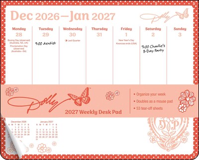 Dolly Parton 2027 Weekly Desk Pad Calendar Dolly Parton 2027 Weekly Desk Pad Calendar