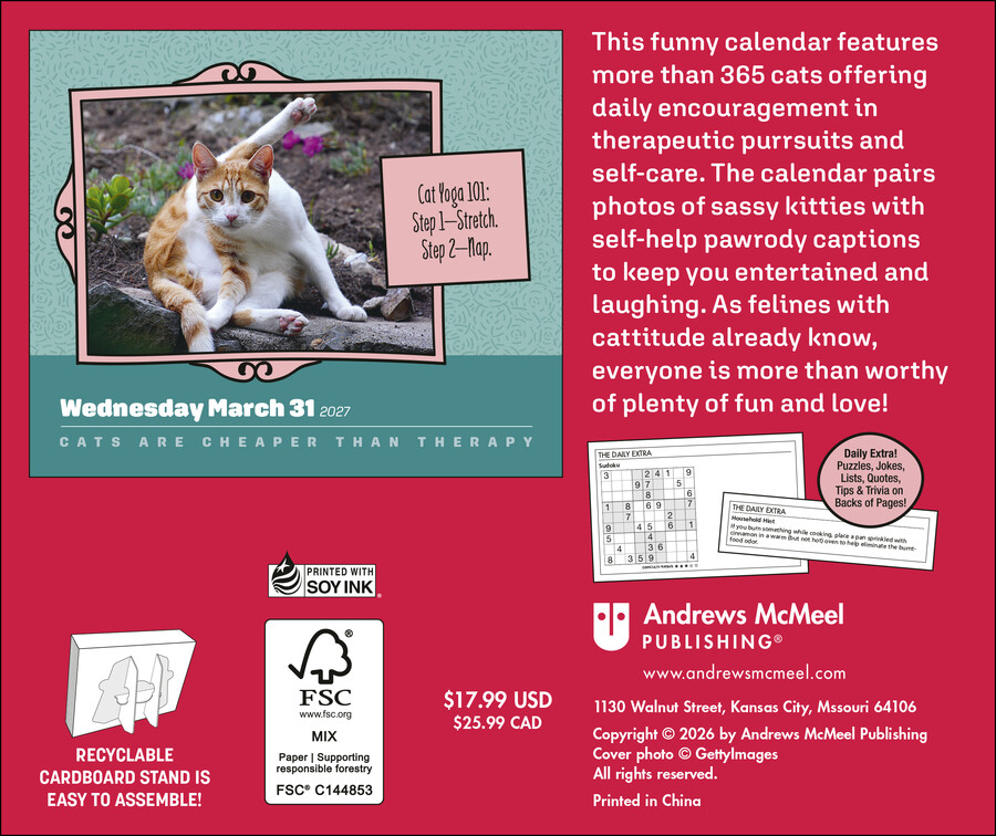 Cats Are Cheaper Than Therapy 2027 Day-to-Day Calendar