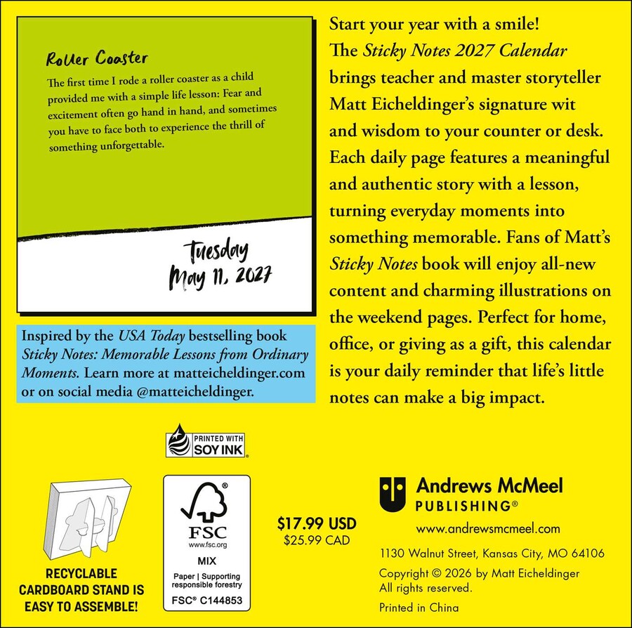 Sticky Notes 2027 Day-to-Day Calendar