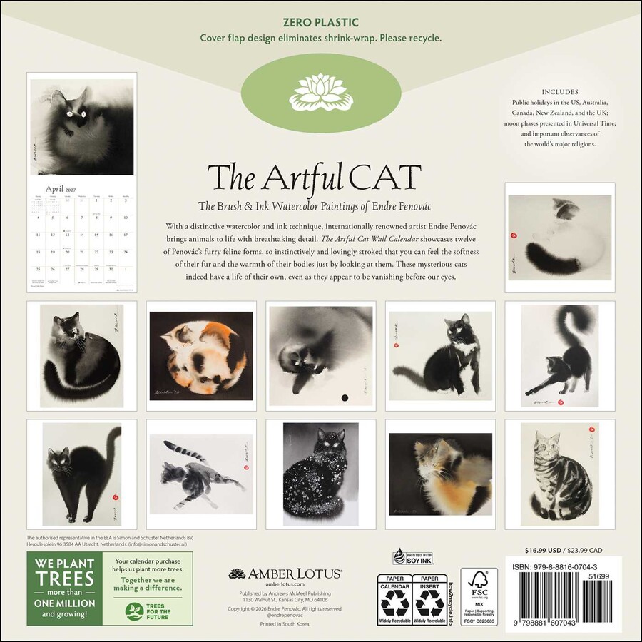 Artful Cat 2027 Wall Calendar