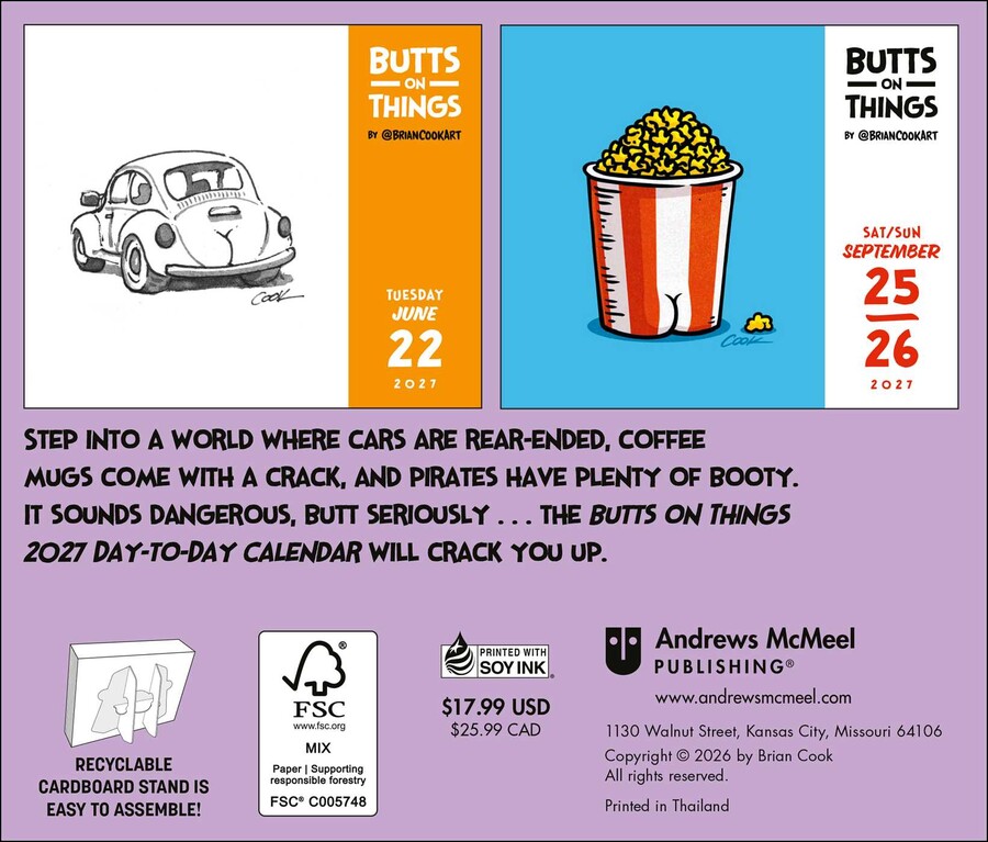 Butts on Things 2027 Day-to-Day Calendar
