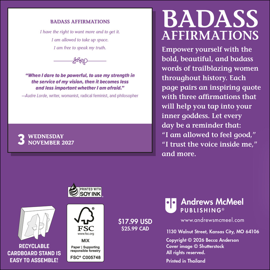 Badass Affirmations 2027 Day-to-Day Calendar