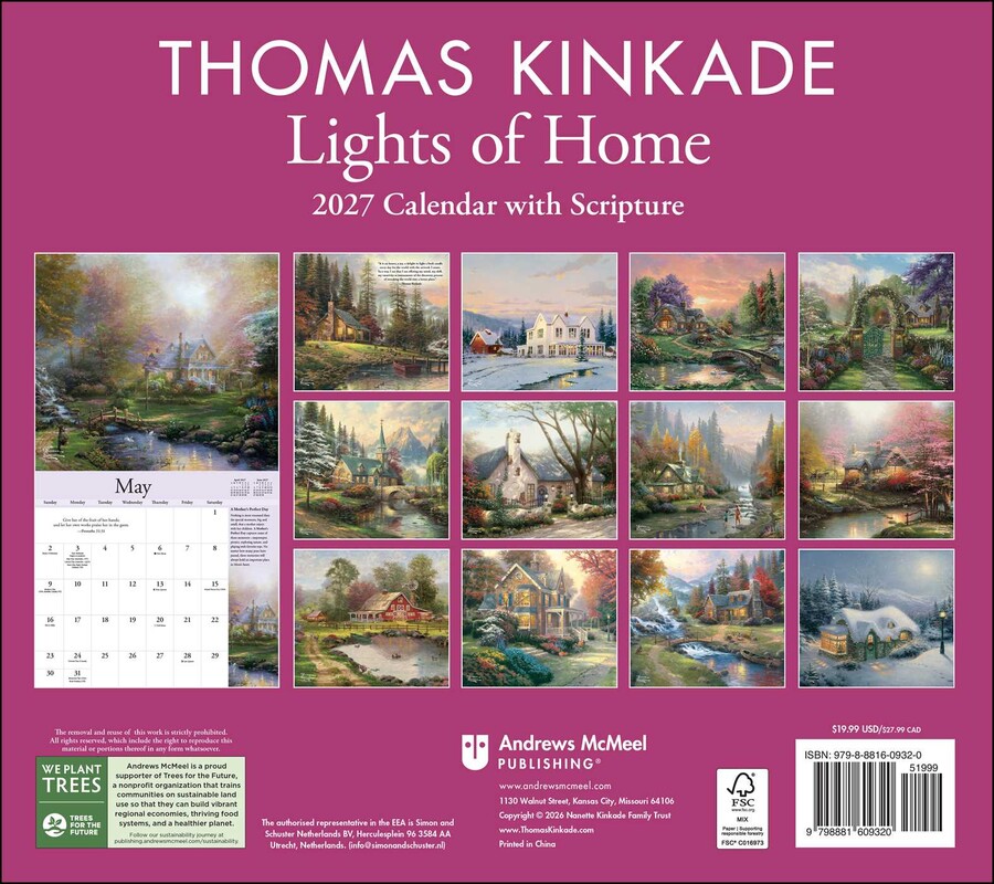 Thomas Kinkade Collector's Scripture Edition 2027 Deluxe Wall Calendar + Print