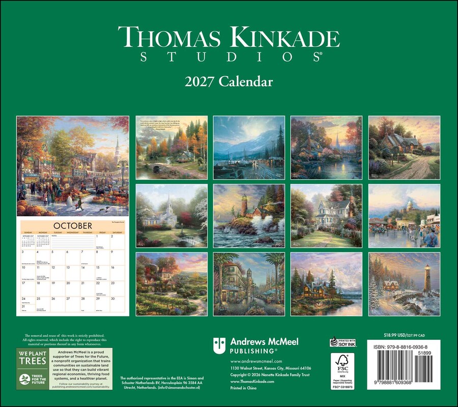 Thomas Kinkade Studios® 2027 Deluxe Wall Calendar