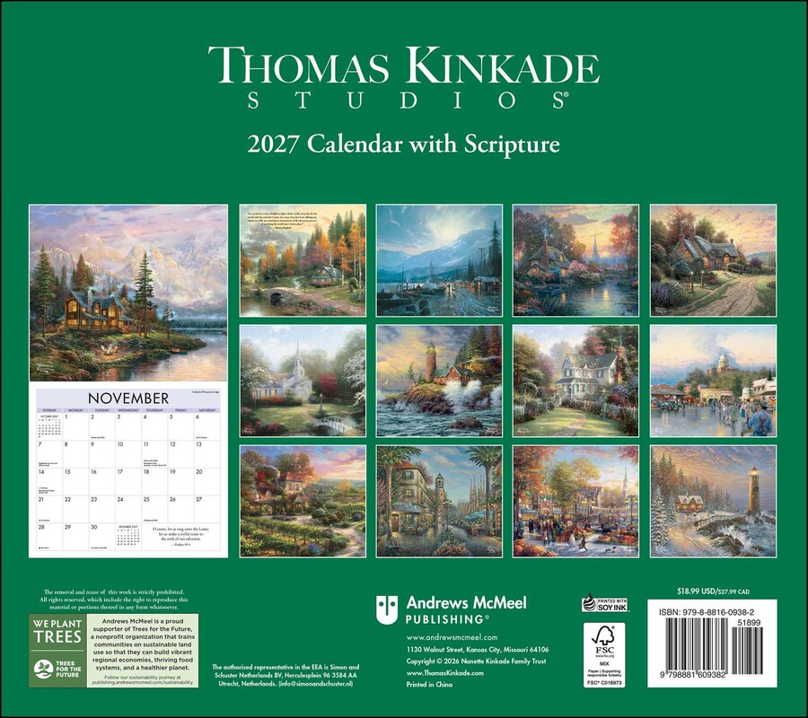 Thomas Kinkade Studios® 2027 Deluxe Wall Calendar with Scripture
