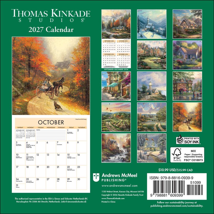 Thomas Kinkade Studios® 2027 Mini Wall Calendar