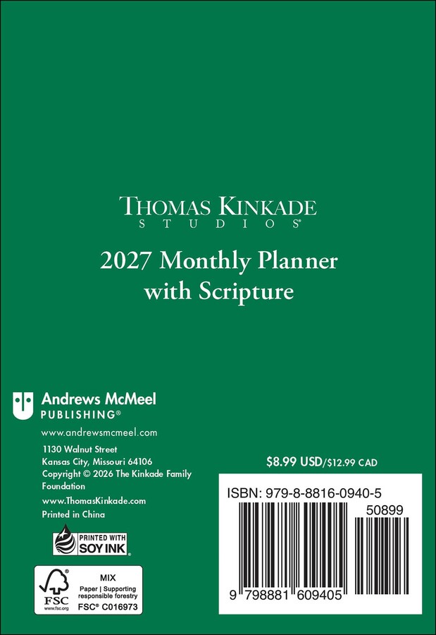 Thomas Kinkade Studios® 2027 Monthly Pocket Planner Calendar with Scripture