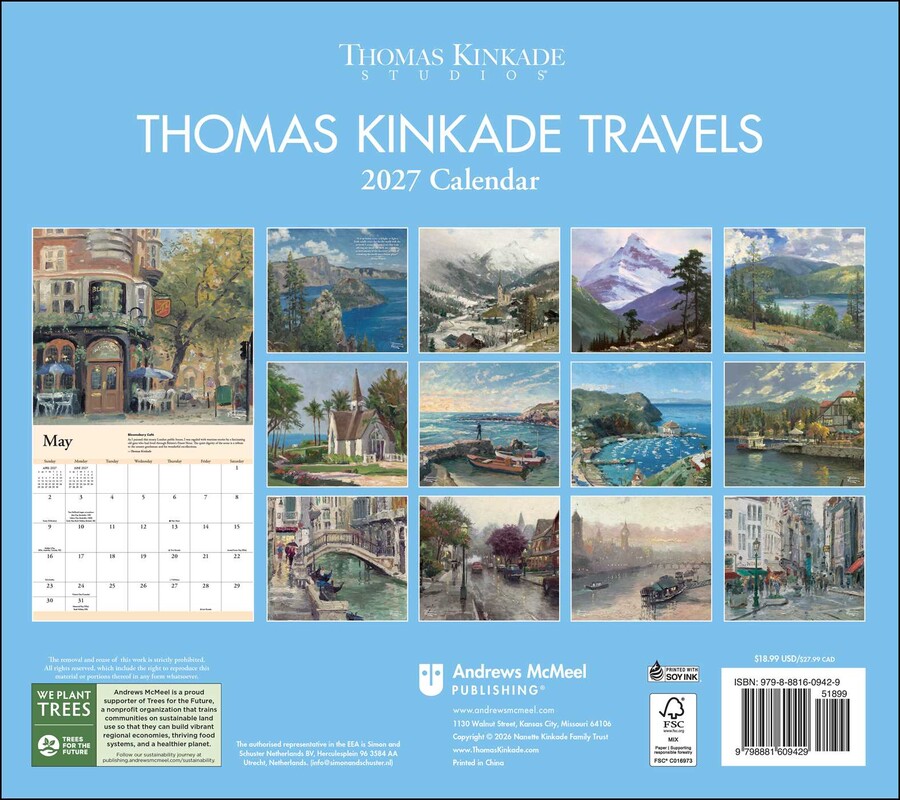 Thomas Kinkade Travels 2027 Deluxe Wall Calendar