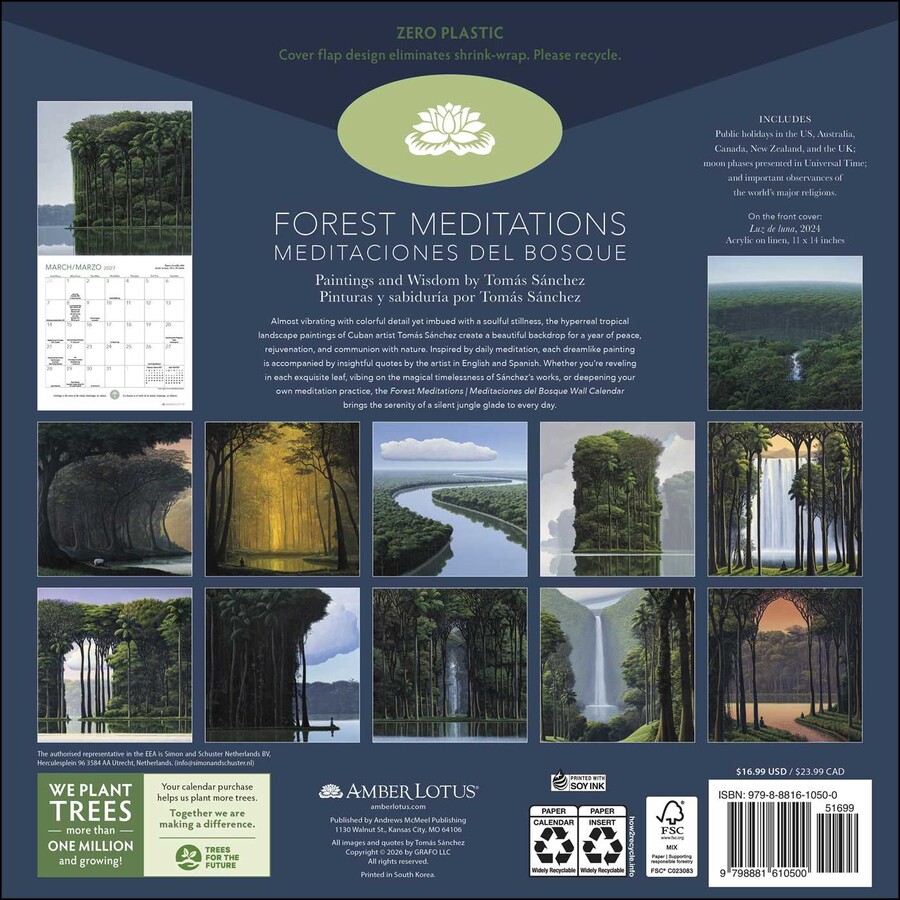 Forest Meditations 2027 Wall Calendar / Meditaciones del Bosque 2027 Calendario