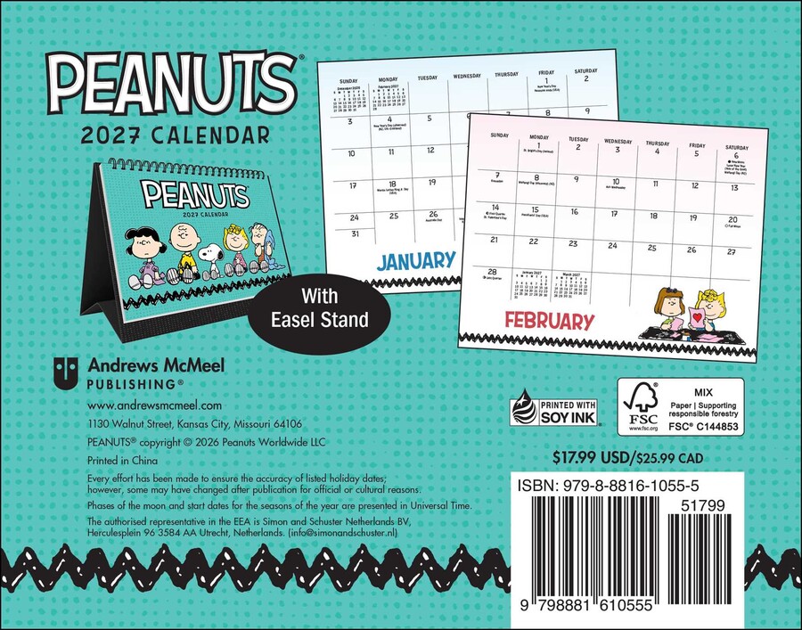 PEANUTS® 2027 Monthly Desk Calendar