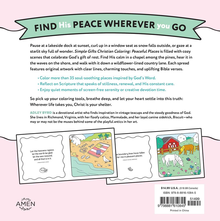 Simple Gifts Christian Coloring: Peaceful Places