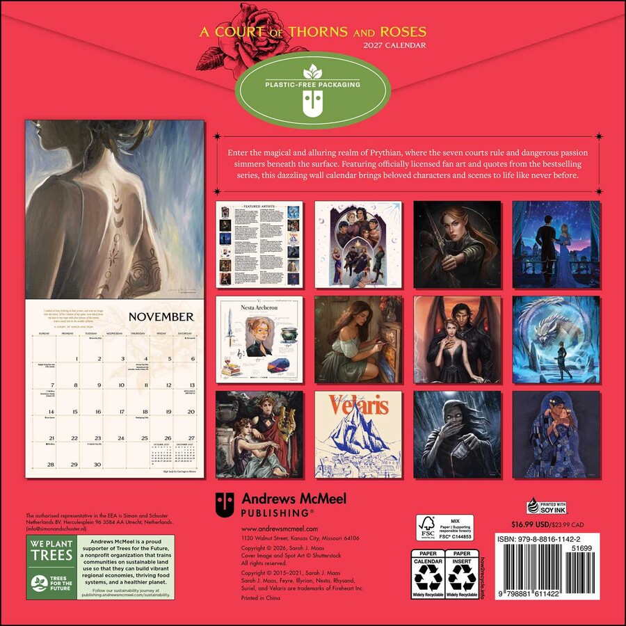 Court of Thorns and Roses Officially Licensed Fan Art 2027 Wall Calendar
