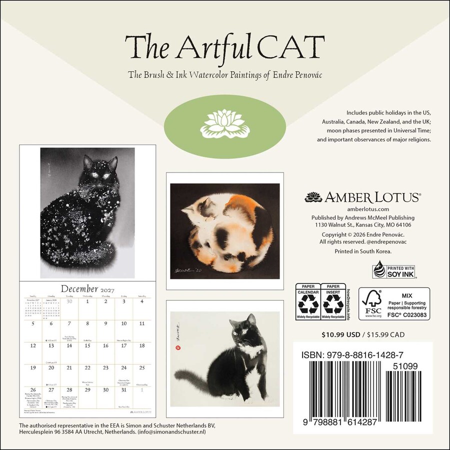 Artful Cat 2027 Mini Wall Calendar