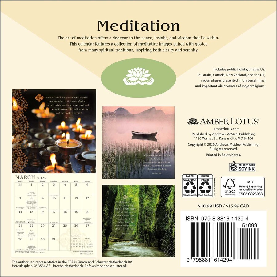 Meditation 2027 Mini Wall Calendar