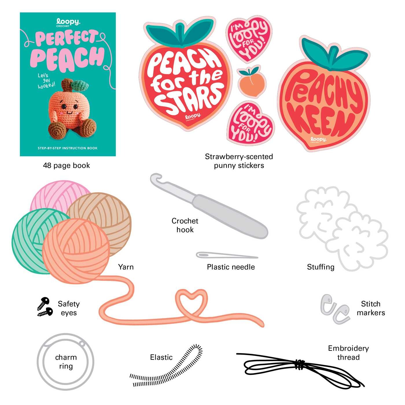 Perfect Peach: Crochet Book & Kit